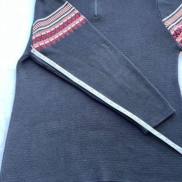 Timberland mock neck 1/4 zip sweater with Fair Isle design on sleeves - Picture 12 of 12